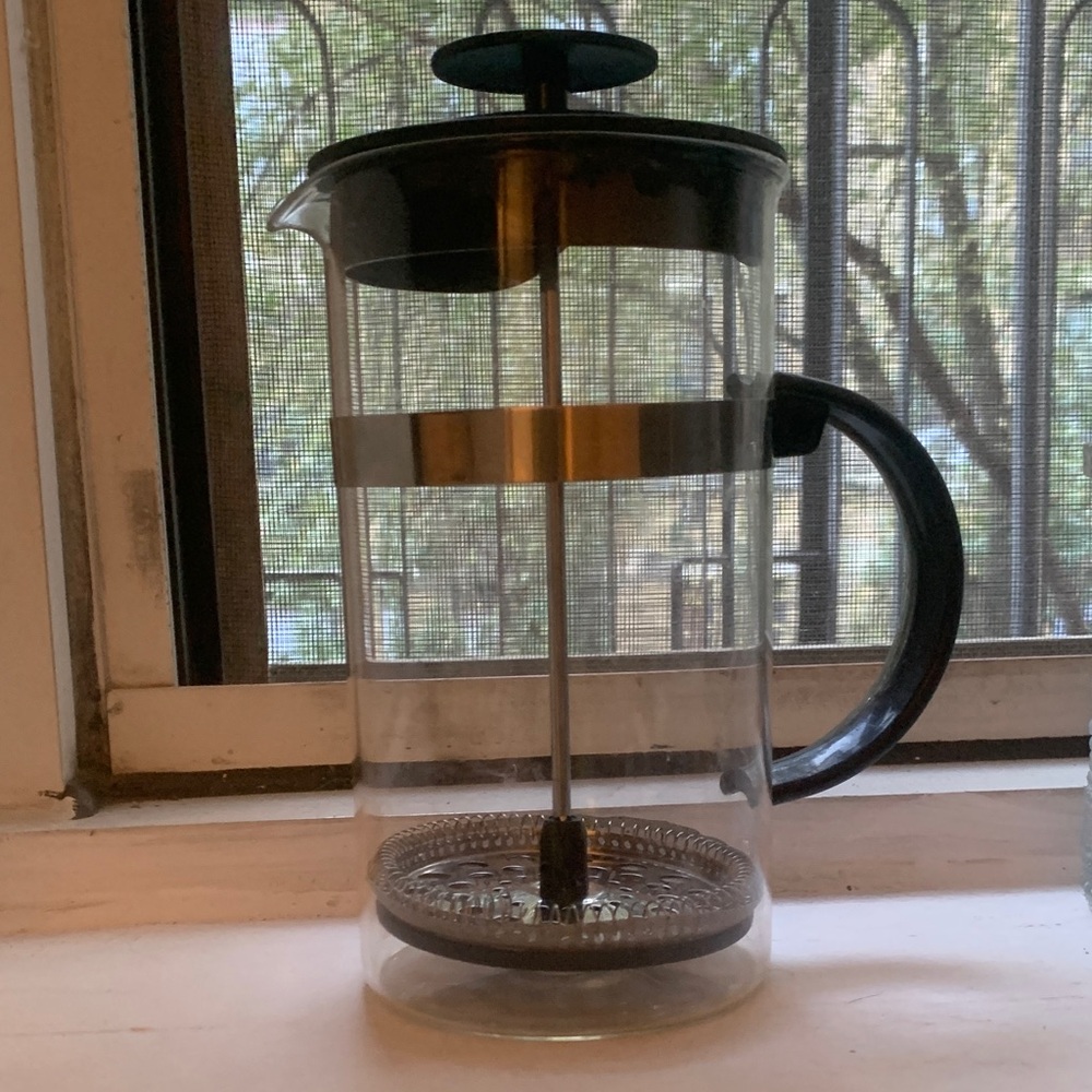 Glass French Press Coffee Maker with Black Handle